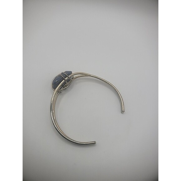 Vintage Bracelet Cuff Silver Tone Gold Tone Wire Wrapped Purple Stone Jewelry - Picture 15 of 15
